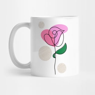 One line art pink rose Mug